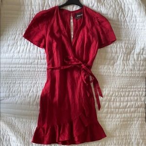 Reformation Red Wrap Mini Dress
